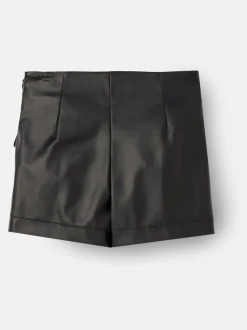 Angel & Rocket Black Danni Side Bow Faux Leather Skort
