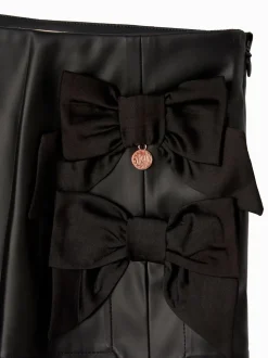 Angel & Rocket Black Danni Side Bow Faux Leather Skort