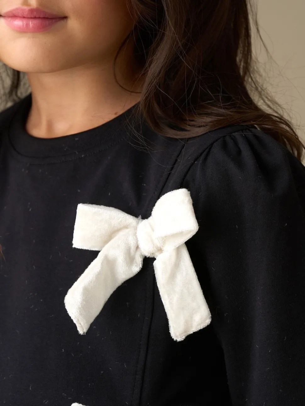 Angel & Rocket Black Eliza Asymmetric Bow Long Sleeves Top
