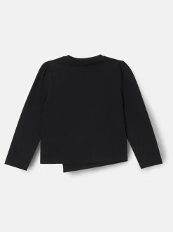 Angel & Rocket Black Eliza Asymmetric Bow Long Sleeves Top