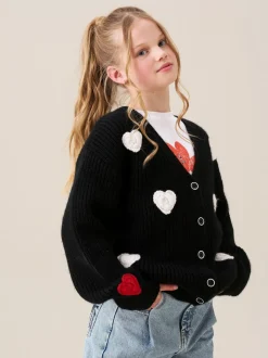 Angel & Rocket Black Everly Heart Print Cardigan