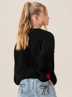 Angel & Rocket Black Everly Heart Print Cardigan