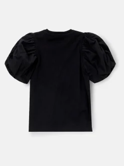 Angel & Rocket Black Eve Ruffle Heart Puff Sleeve T-Shirt