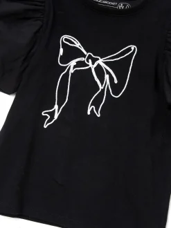 Angel & Rocket Black Eve Ruffle Heart Puff Sleeve T-Shirt