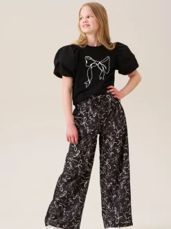 Angel & Rocket Black Fleur Printed Wide Leg Trousers