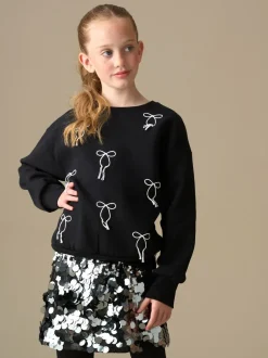 Angel & Rocket Black Imogen Embroidered Bow Sweatshirt