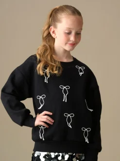 Angel & Rocket Black Imogen Embroidered Bow Sweatshirt