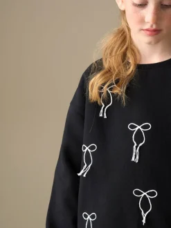 Angel & Rocket Black Imogen Embroidered Bow Sweatshirt