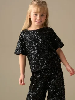 Angel & Rocket Black Leona Black Sequin Top
