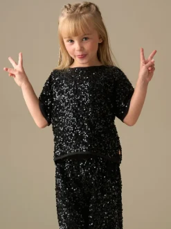 Angel & Rocket Black Leona Black Sequin Top