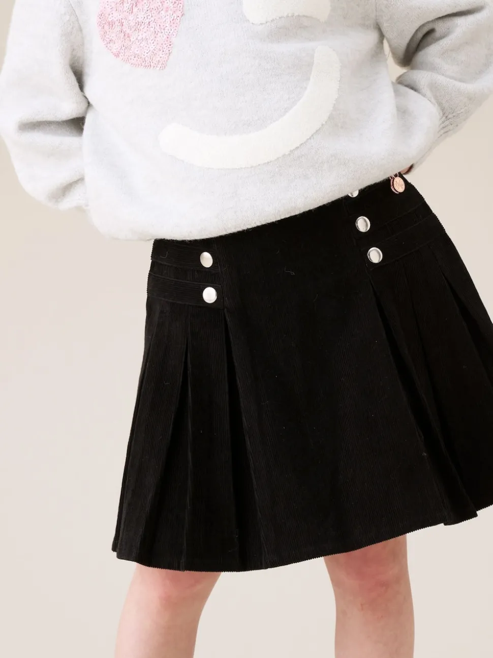 Angel & Rocket Black Lucile Cord Pleated Skirt