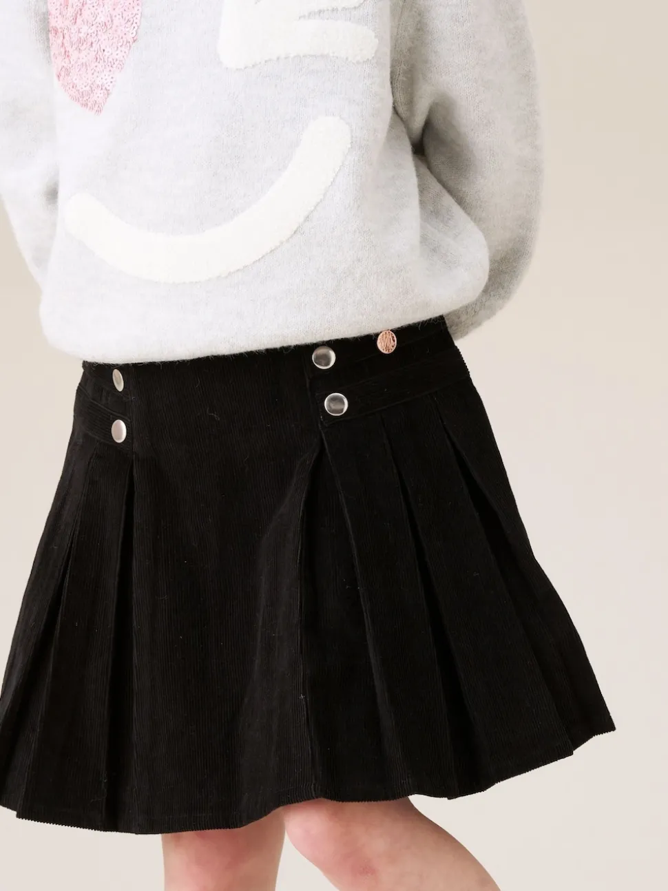 Angel & Rocket Black Lucile Cord Pleated Skirt