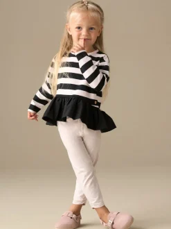 Angel & Rocket Black Marley Stripe Jersey Top And Spot Leggings