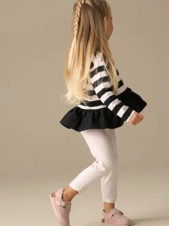Angel & Rocket Black Marley Stripe Jersey Top And Spot Leggings