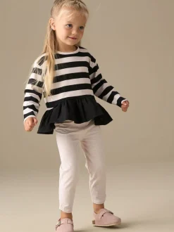 Angel & Rocket Black Marley Stripe Jersey Top And Spot Leggings