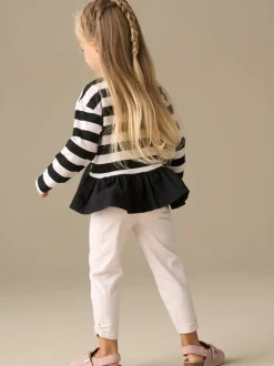 Angel & Rocket Black Marley Stripe Jersey Top And Spot Leggings