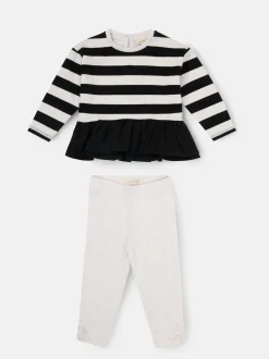 Angel & Rocket Black Marley Stripe Jersey Top And Spot Leggings