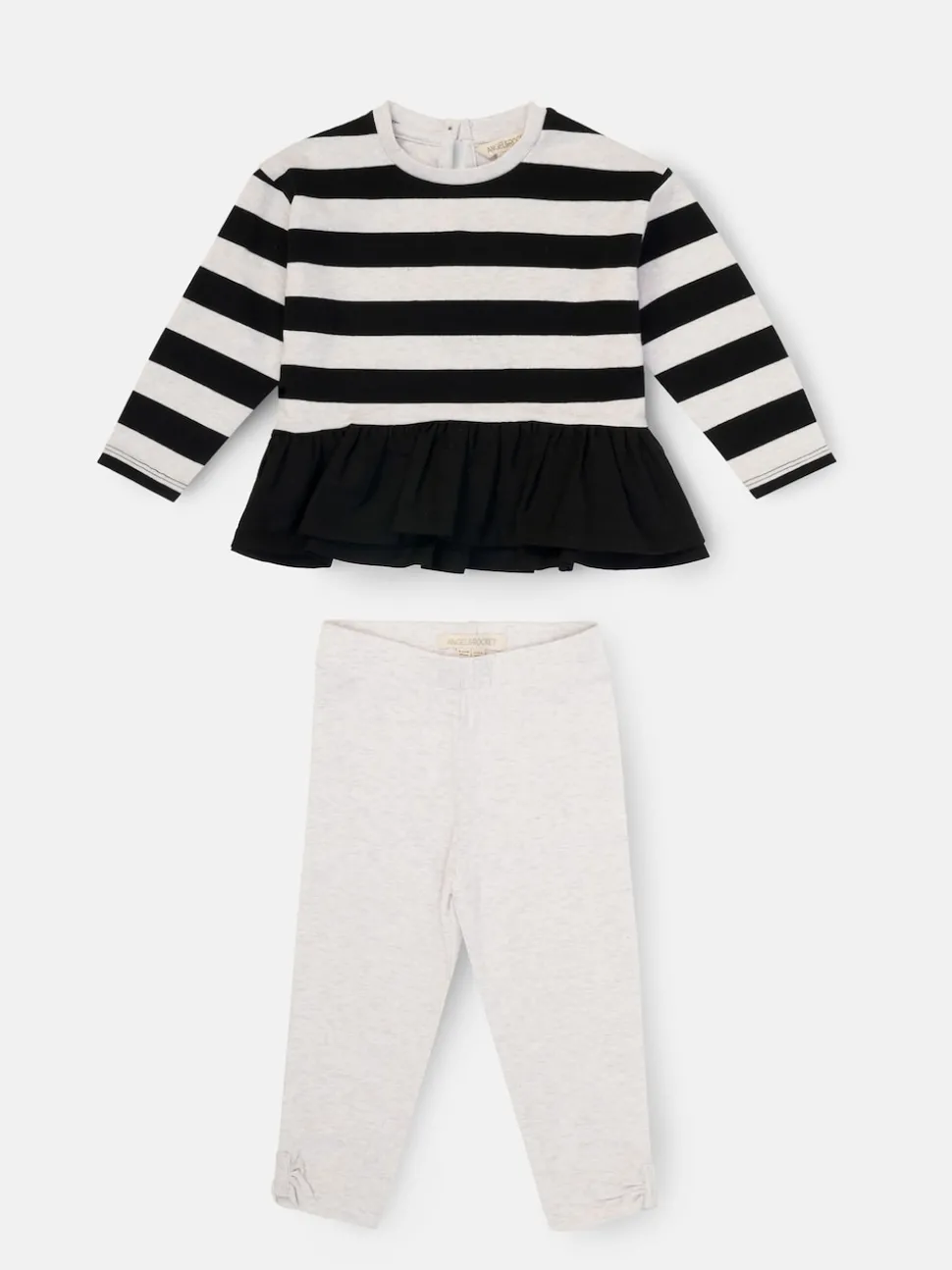 Angel & Rocket Black Marley Stripe Jersey Top And Spot Leggings