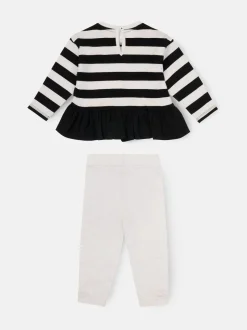 Angel & Rocket Black Marley Stripe Jersey Top And Spot Leggings