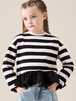 Angel & Rocket Black Marley Stripe Peplum T-Shirt