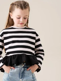 Angel & Rocket Black Marley Stripe Peplum T-Shirt