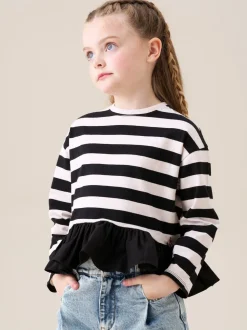 Angel & Rocket Black Marley Stripe Peplum T-Shirt
