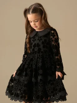 Angel & Rocket Black Mavea Velvet Lace Dress