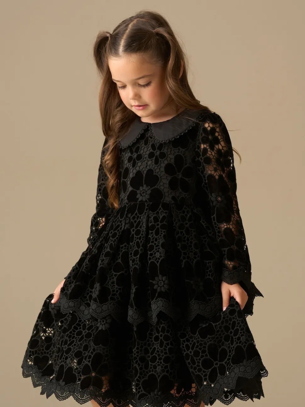 Angel & Rocket Black Mavea Velvet Lace Dress