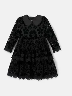 Angel & Rocket Black Mavea Velvet Lace Dress