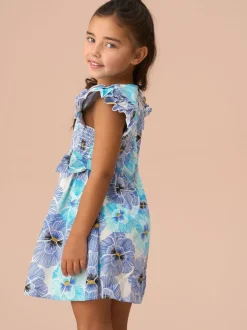Angel & Rocket Blue Alessandra Side Bow Shirred Panel Dress