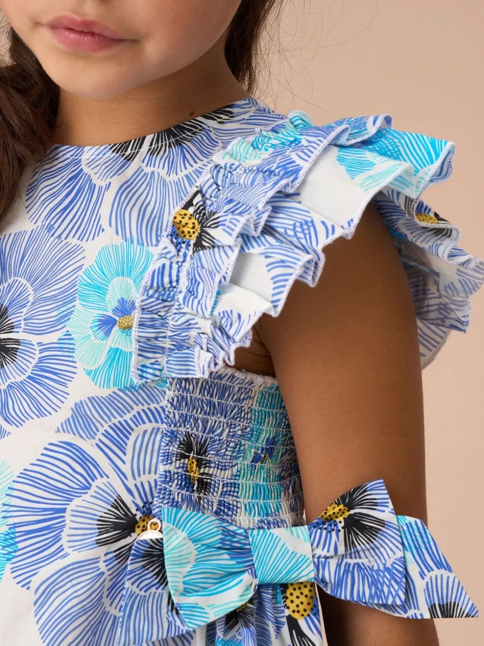 Angel & Rocket Blue Alessandra Side Bow Shirred Panel Dress