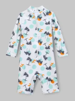 Angel & Rocket Blue Brody Blue Sunsafe Print Toddler Swimsuit