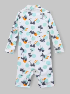 Angel & Rocket Blue Brody Blue Sunsafe Print Toddler Swimsuit