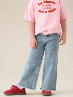 Angel & Rocket Blue Brooke Wide Leg Heart Print Pocket Jeans