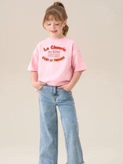 Angel & Rocket Blue Brooke Wide Leg Heart Print Pocket Jeans
