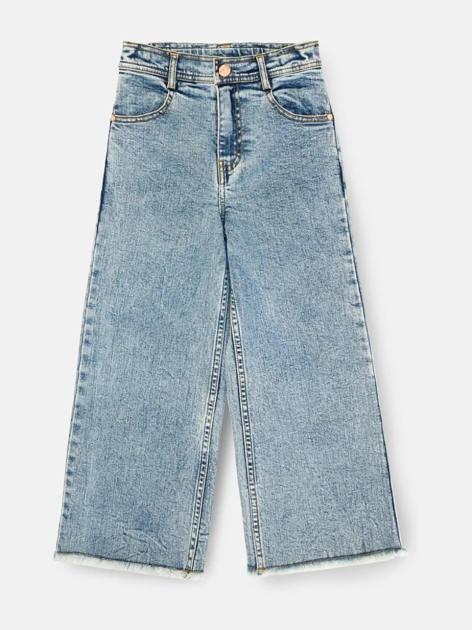 Angel & Rocket Blue Brooke Wide Leg Heart Print Pocket Jeans