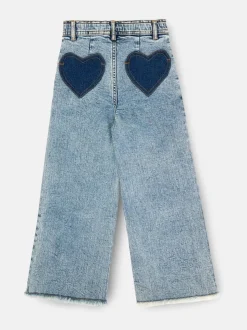 Angel & Rocket Blue Brooke Wide Leg Heart Print Pocket Jeans