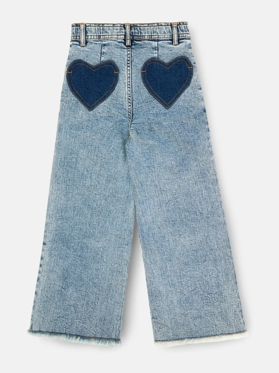 Angel & Rocket Blue Brooke Wide Leg Heart Print Pocket Jeans