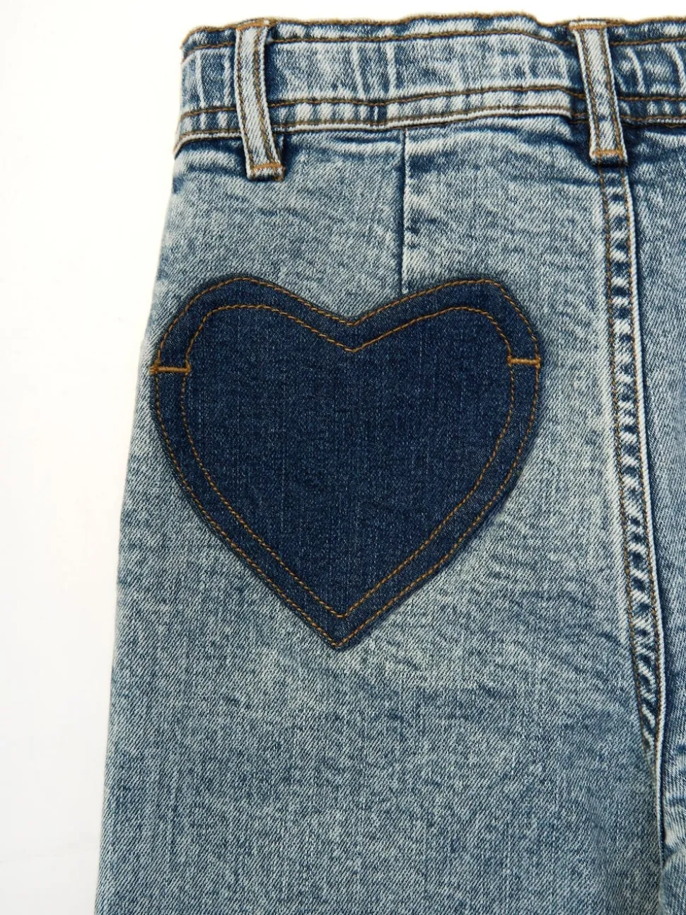 Angel & Rocket Blue Brooke Wide Leg Heart Print Pocket Jeans