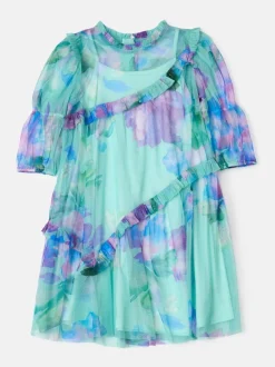 Angel & Rocket Blue Cara Printed Swing Mesh Dress