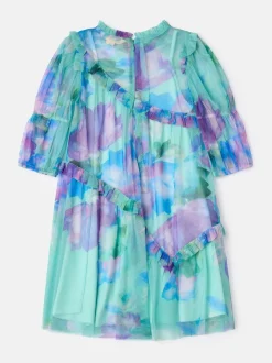 Angel & Rocket Blue Cara Printed Swing Mesh Dress