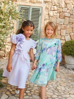 Angel & Rocket Blue Cara Printed Swing Mesh Dress