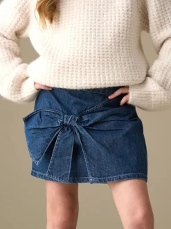 Angel & Rocket Blue Casey Denim Bow Aline Skirt