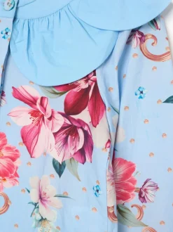 Angel & Rocket Blue Darcy Blue Print Petal Collar Top