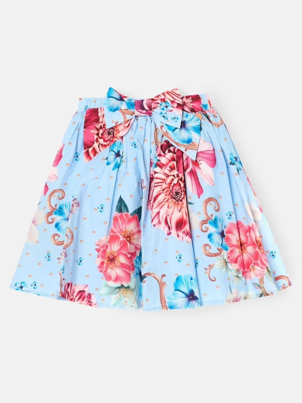 Angel & Rocket Blue Darcy Print Bow Waist Skirt
