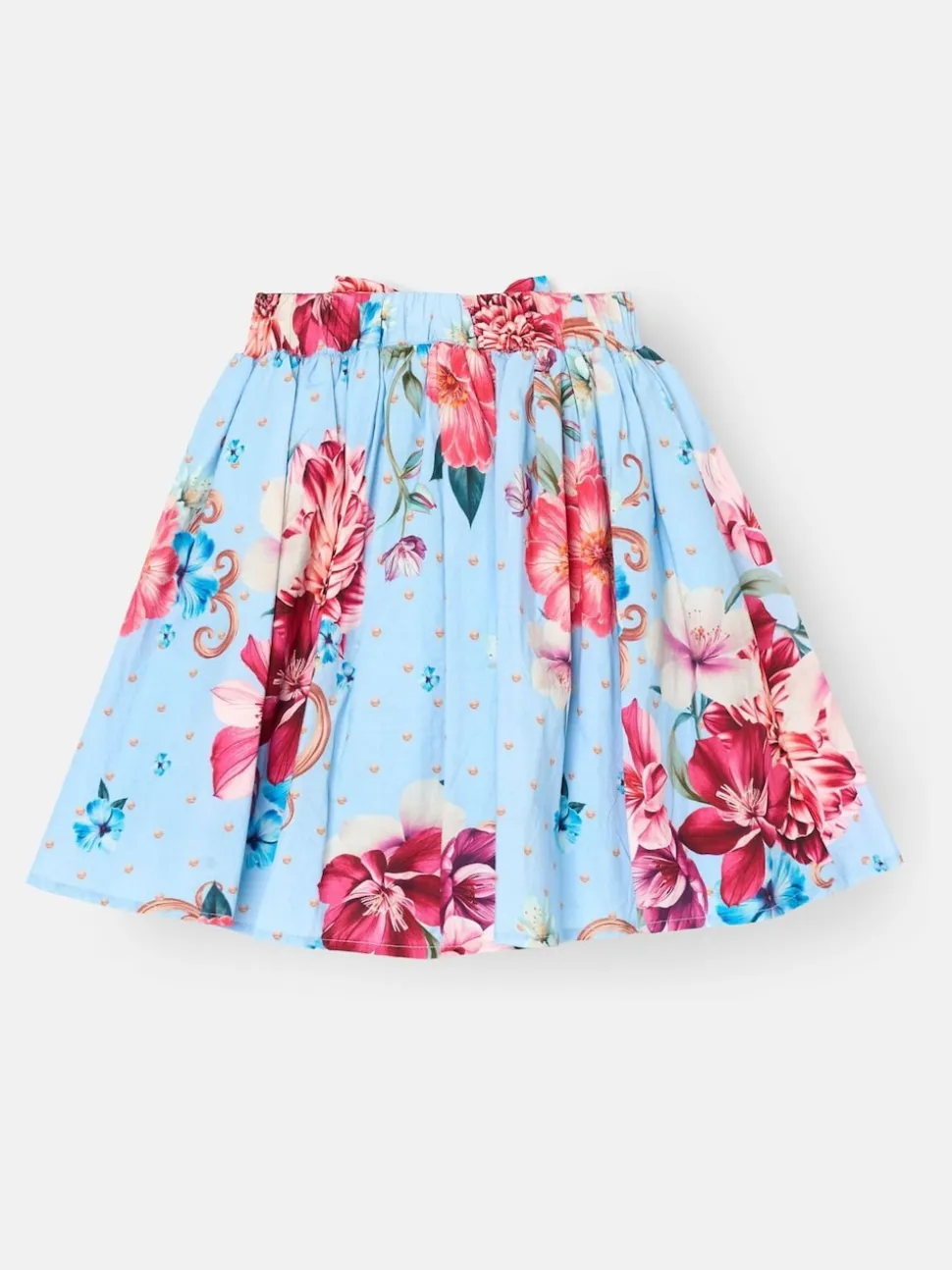 Angel & Rocket Blue Darcy Print Bow Waist Skirt
