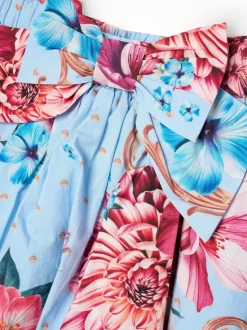 Angel & Rocket Blue Darcy Print Bow Waist Skirt