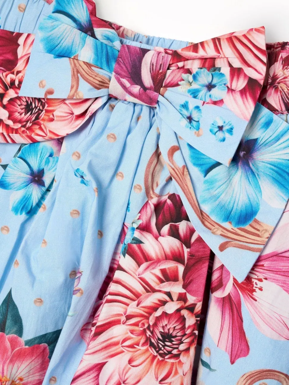 Angel & Rocket Blue Darcy Print Bow Waist Skirt