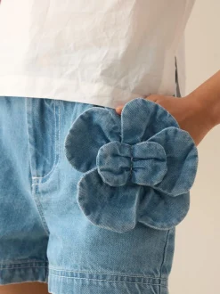 Angel & Rocket Blue Eden 3D Flower Denim Shorts