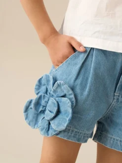 Angel & Rocket Blue Eden 3D Flower Denim Shorts